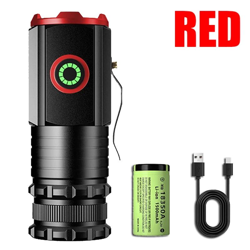 Powerful Mini LED Flashlight Super Bright 2000LM Aluminium Torch TYPE-C Rechargeable Outdoor Camping Hiking Lantern Tail Magnet
