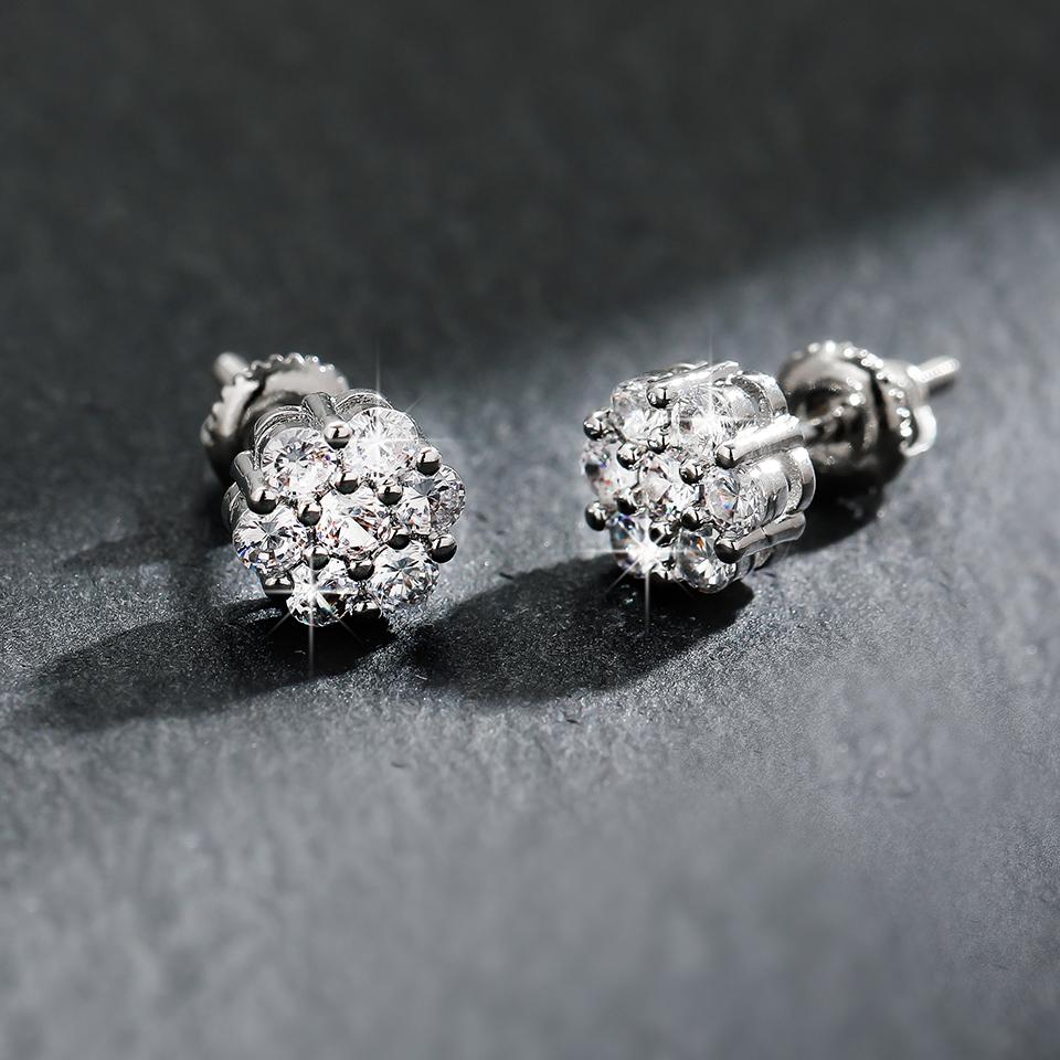 ZAKOL Exquisite Round AAA Cubic Zirconia Small Flower CZ Stud Earring Cute Shiny White Gold Color Piercing Zircon