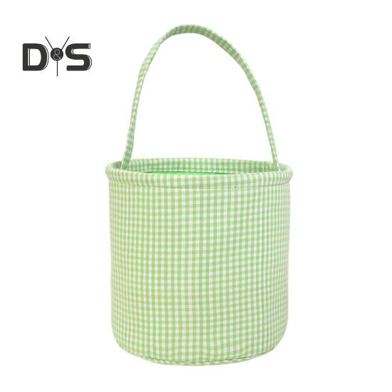 

Пасхальное ведерко в клетку для детей, сумка для хранения в детской, подарочная корзина для новорожденных с ручкой для вечеринок по поиску пасхальных яиц зелёный