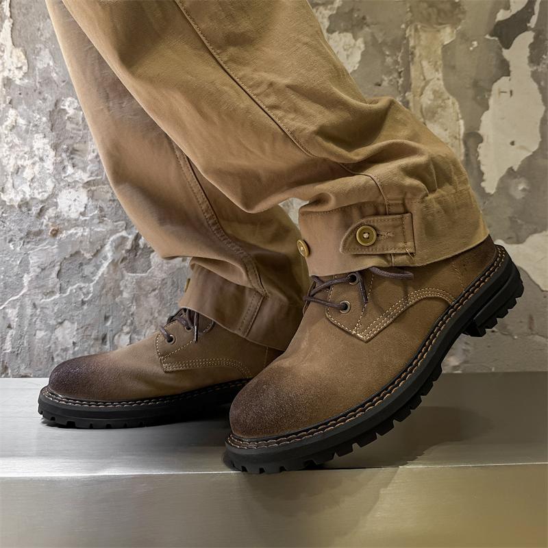 Handmade Men High Top Boots High Quality Leather Walking Shoes Outdoor Sneakers Men Lace Up Non-Slip Ankle Boots for Men