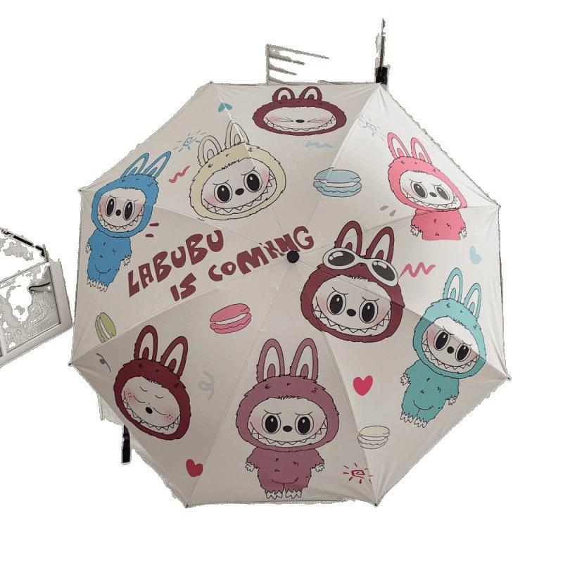 Bubble Mate Labubu Vinyl Sunshade Sunscreen Rain and Sunny Dual-purpose Folding Household Umbrella