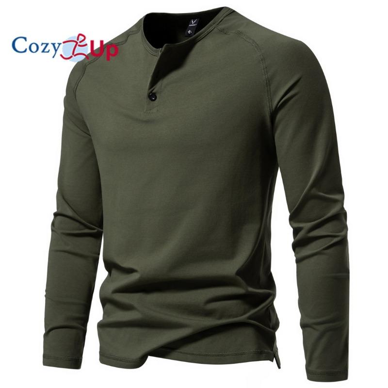 Cozy Up Men's Long Sleeve Soft Washed Cotton Henley T-Shirt