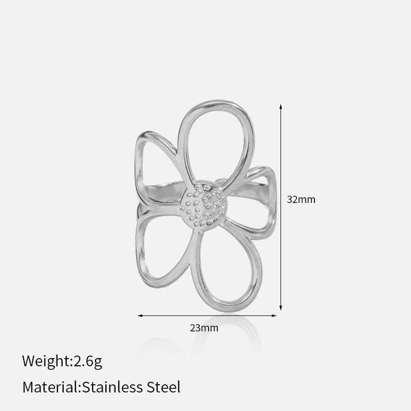 Chenhe titanium steel jewelry women's high-end sense niche design fashion jewelry stainless steel flowers do not fade open ring
