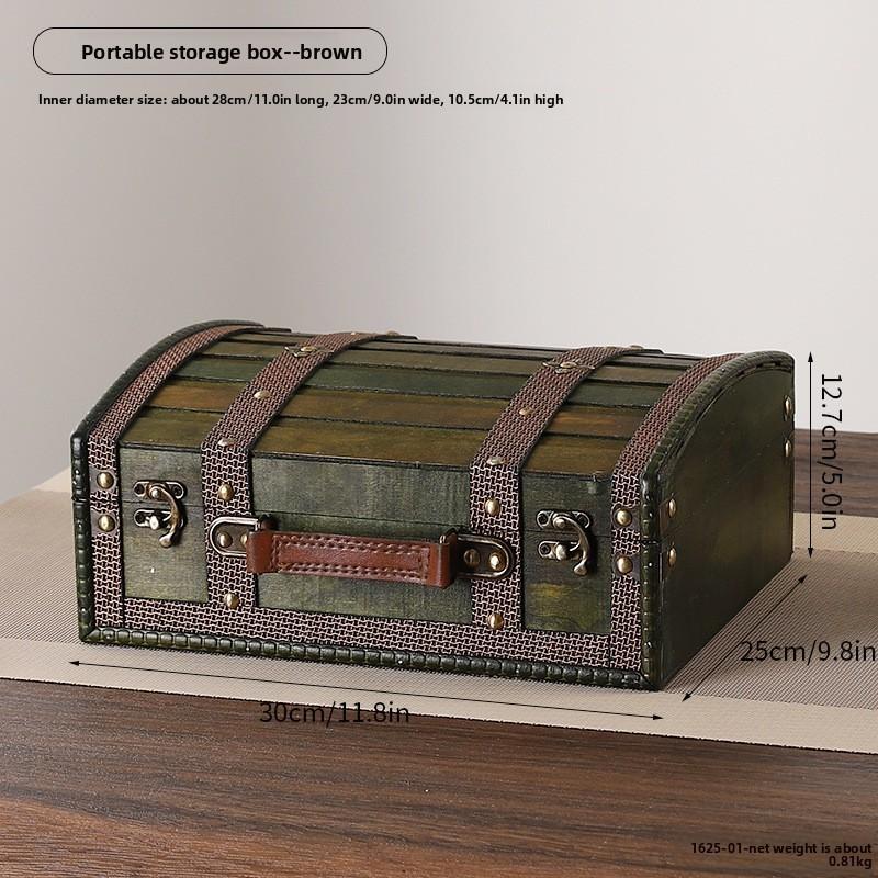 Vintage Wooden Portable Storage Box With Lid For Jewelry Collectibles And Personal Items