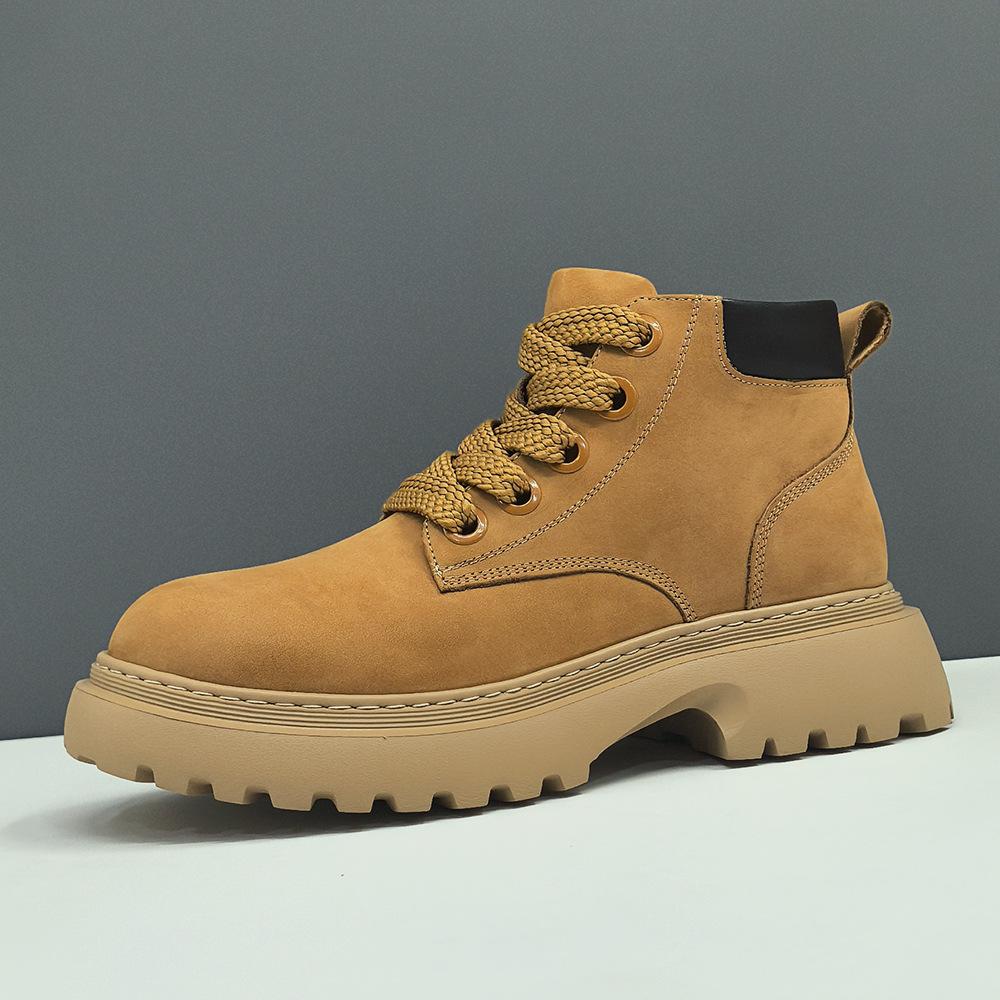 Leather Martin boots autumn and winter high-top heightening shoes casual shoes casual leather boots 38