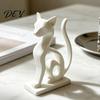 Hand Carved Table Decor Minimalist 3D Printed Cat Figurine, Decorative Animal Statue Ornament, Creative Detailed Home Interior Small Desktop Sculpture