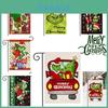 Vánoční zahradní vlajka Grinch, slavnostní dekorace do dvora, oboustranně potištěná lenoška