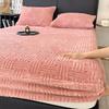 3PCS Bedding Set Soft Warm Plush Mattress Protector Cover Thick Milk Velvet Striped Fitted Sheet Fluffy Luxury Bed Cover