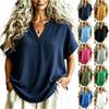 Women's Fashionable Casual V-neck Short-sleeved Loose-fitting Shirt T-shirt