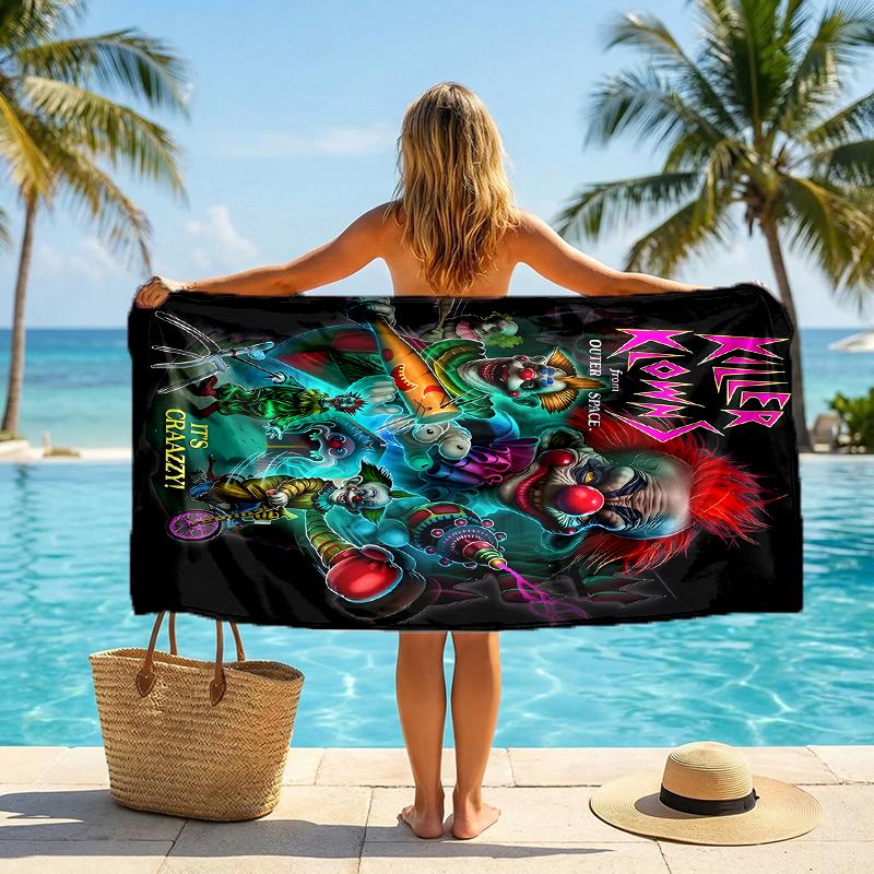 Horror Clown Circus Fashion Beach Towel: Ideal for Summer Adventures Soft, absorbent and quick drying suitable for swimming and bathing