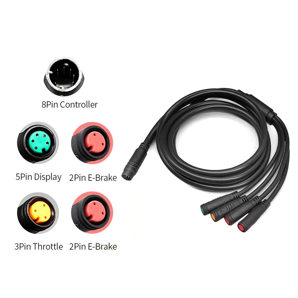 XBERSTAR Electric Bicycle Connector 1T4 Extension Cable 105cm E-Bike Throttle/E-Brake/Display