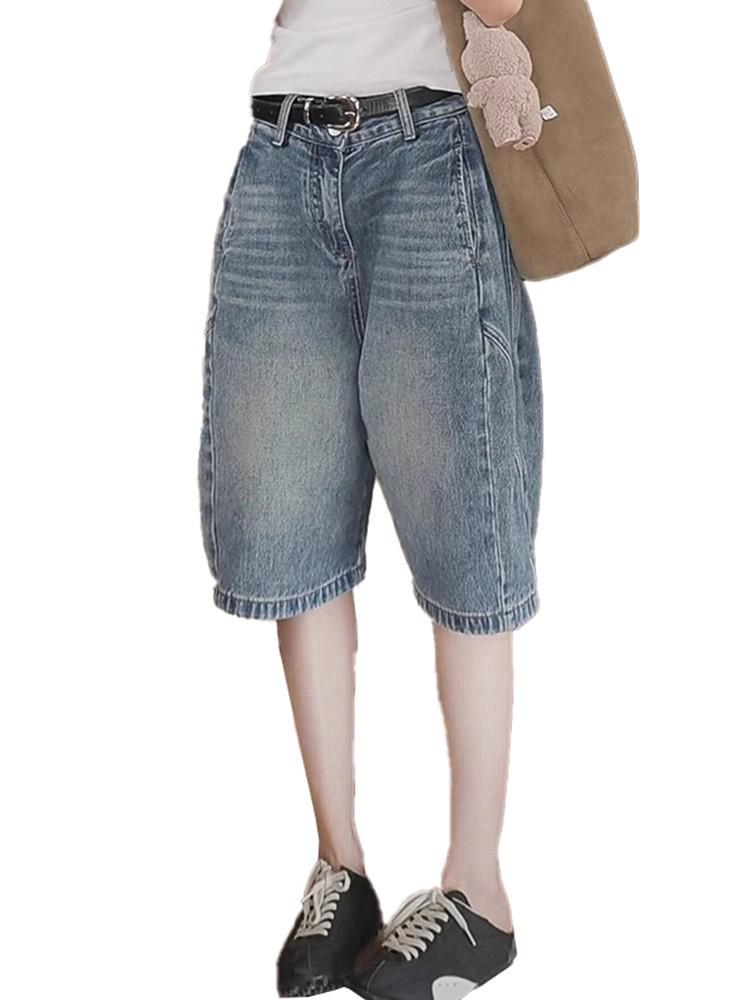 2025 Plus Size High Waist Denim Shorts - Slimming, Loose Fit, Wide-Leg, Casual Summer Wear for Women