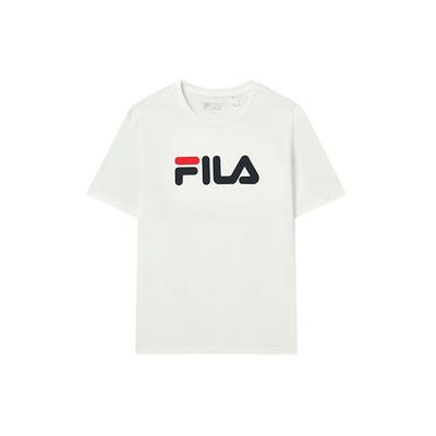 Fila SS22 American Retro Großer Logo-Print Einfarbig Kurzarm T-Shirt Unisex Oberteile Weiß F51U228199FWT