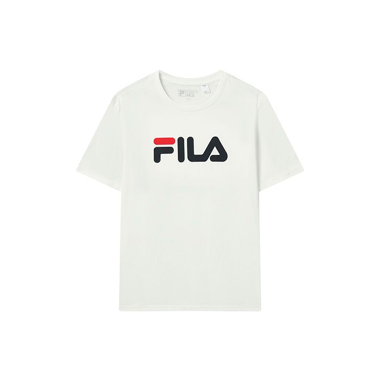 Fila SS22 American Retro Large Logo Print Solid Color Short Sleeve T-Shirt Unisex Tops White F51U228199FWT