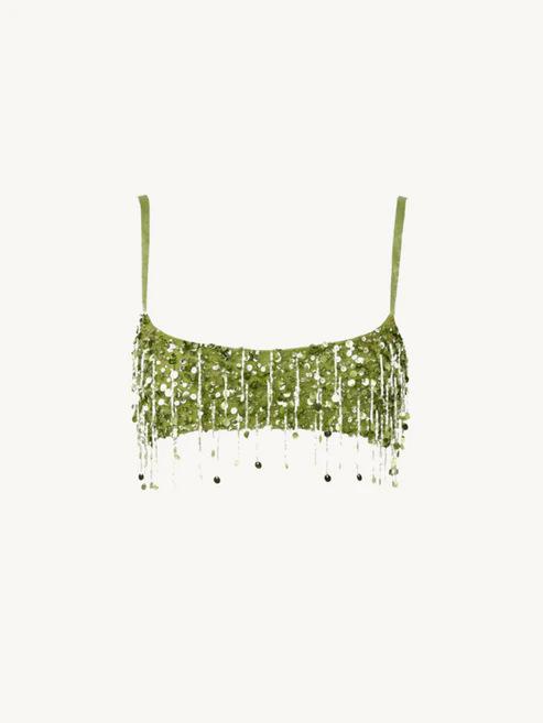 Spot real shot of the new fashionable sexy Spice Girl fringed sequin crystal bead skirt suspender set S