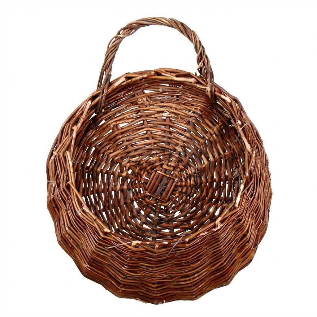 Wicker Wall Hanging Flower Basket Planter Rack Hand-made Natural Style For Home Garden Decoration