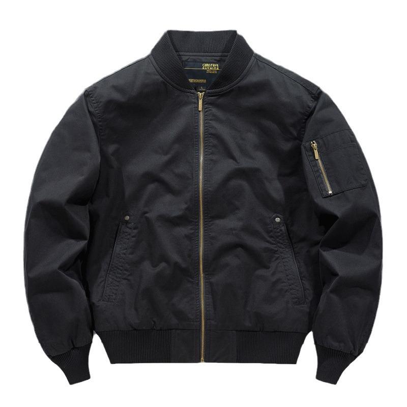 2026 Herren Pilotenjacke aus reiner Baumwolle, Frühling/Herbst Lockerer Schnitt, Große Größen, Arbeitskleidung im Baseball-Stil, Leicht.