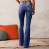 Cross-Border Women's Retro Ripped Jeans, 2025 Spring Micro-Flare Washed Street Style