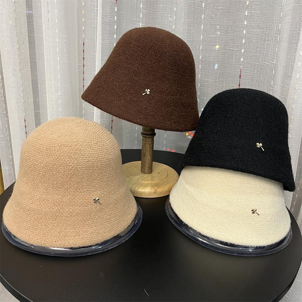 

Simple wool knitted white fisherman s hat women s retro warm small head circumference adjustable basin hat tide Adult (55-58cm) хакі