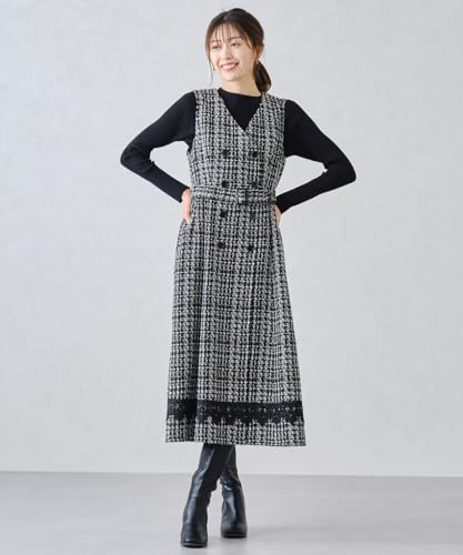 [Mishmash] Lace-hem Tweed Jumper Skirt / MM447421