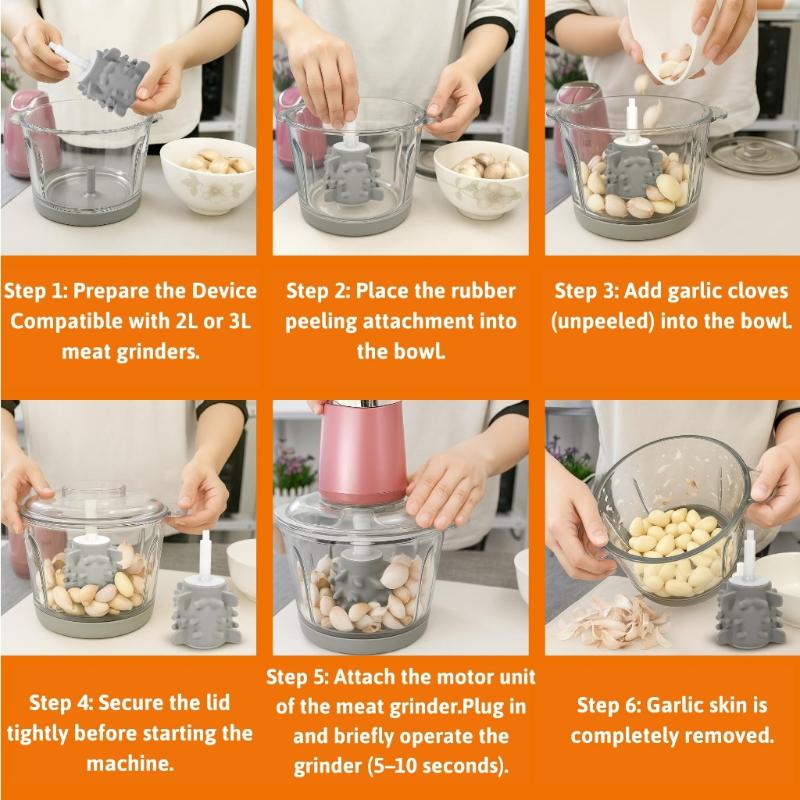 Silicone Garlic Peeler Attachment Dishwasher Safe BPA Free Fast Garlic Peeler Fits 2L 3L Meat Grinder Home Use