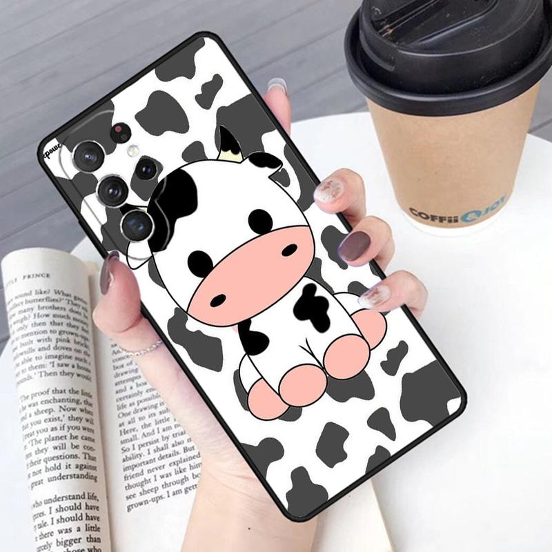 Cartoon Cute Cow Spots Phone Case Cover For Samsung Galaxy S24 S25 Ultra S21 S22 Ultra S10E Note 10 Plus Note 20 FE S23