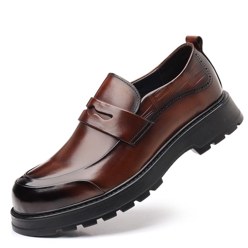 Men'S Doudou Shoes One Pedal Loafers Men'S Leather Business Casual Platform Leather Shoes
