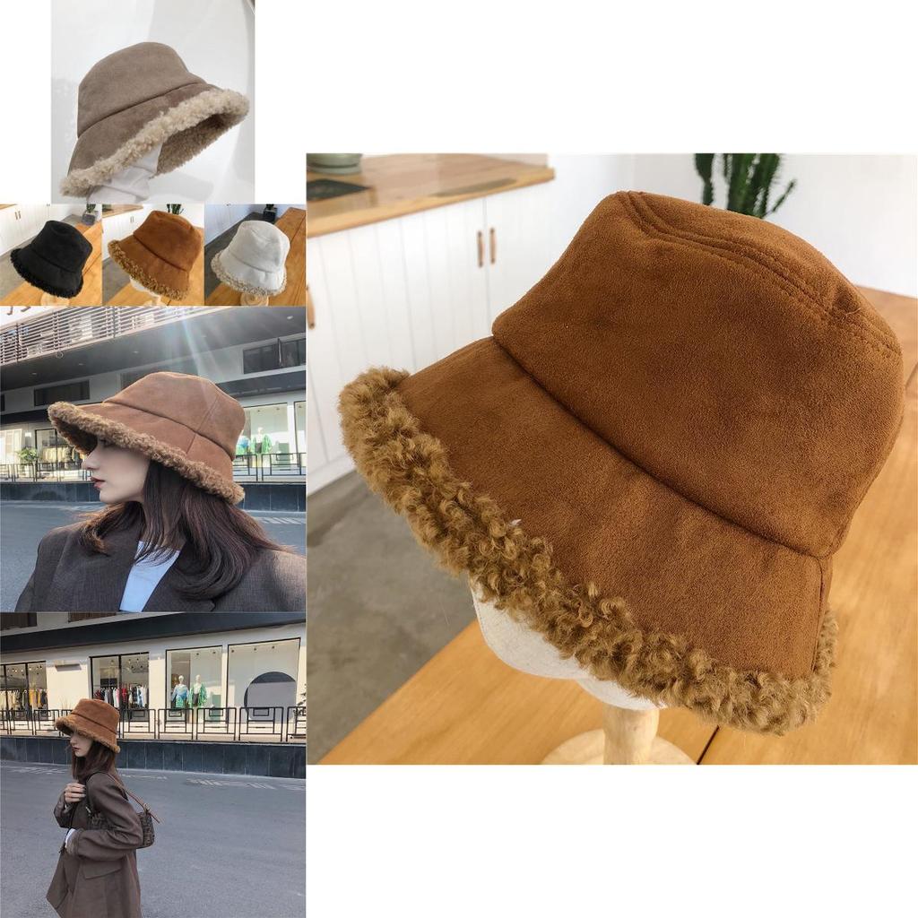 Cozy Lambswool Women's Winter Hat Fashionable Korean Style Bucket Hat For Cold Seasons