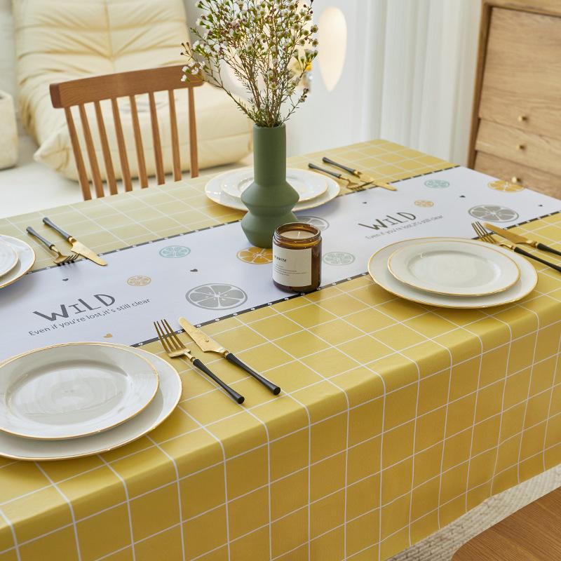 Pvc Tablecloth Waterproof And Oil-Proof Leave-In Light Luxury Student Rectangular Dining Table Tablecloth Coffee Table Cloth Table Mat
