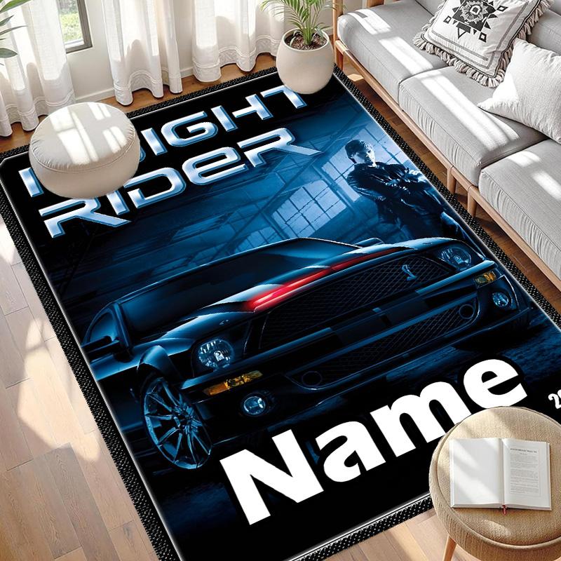 Custom Name Personalized Knight Rider Print Carpet, Versatile Home Decor Rug, for Playroom, Apartment, Balcony, Entryway, Hallway Gift