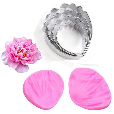2pcs/4pcs/set Peony Veiner Silicone Mold Flower Fondant Flower Cutter Gumpaste Mould Cake Decorating ToolsSugarcraft Mold