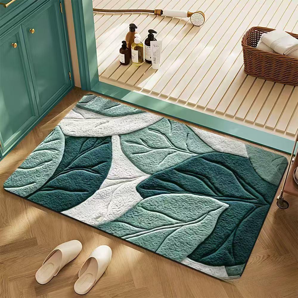 FlowerThickening Bathroom Cashmere Mat Bath Non-slip Carpets In Wash Basin Bathtub  Floor Rug Shower Room Doormat Memory Foam 3D Pad