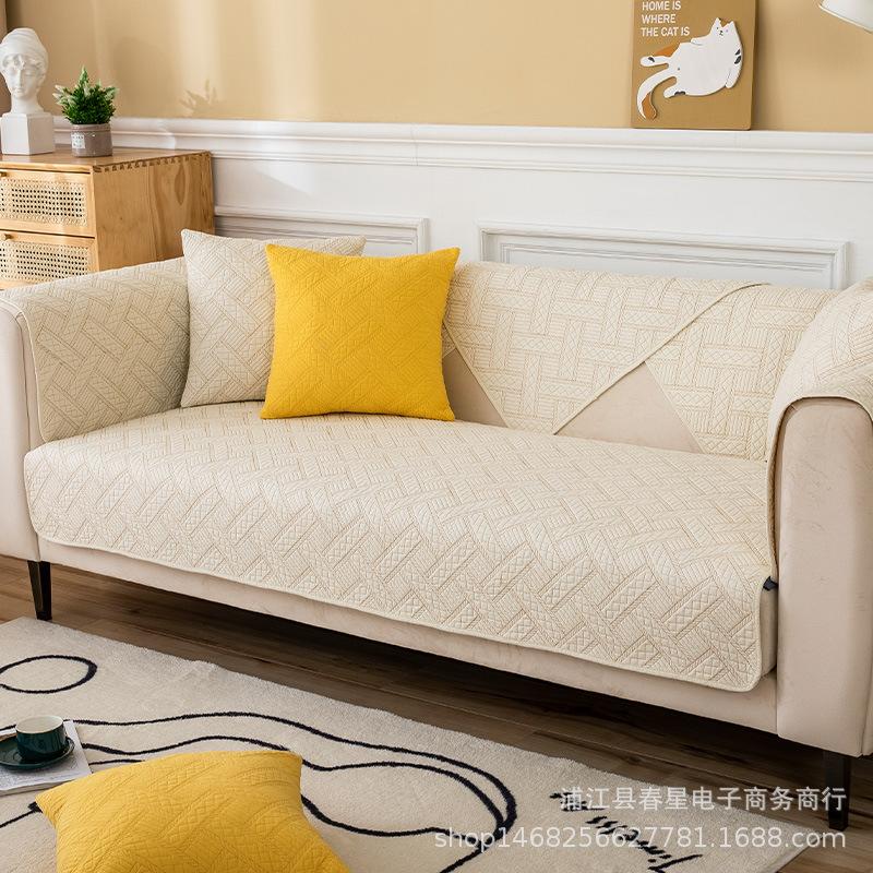 Nordic Modern Simple Sofa Cushion Pure Cotton Four Seasons Universal Non-Slip Gray Cushion Cover Cloth Cover