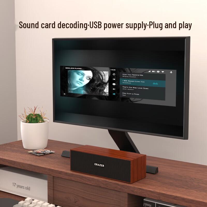 Lenovo D01 Wooden Wired Bluetooth Computer Speaker