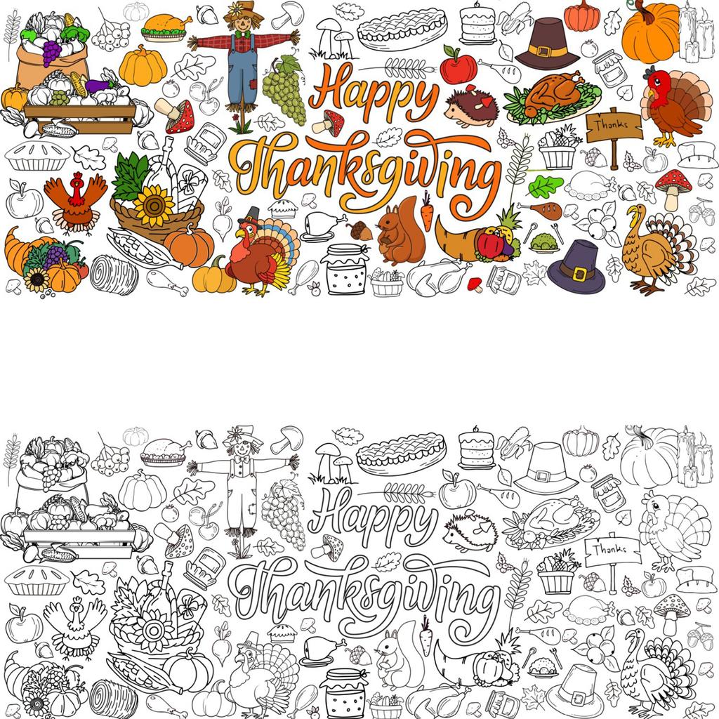 Thanksgiving Colorful Tablecloth, Kids Thanksgiving Crafts, 30 72 Inch Large Colorful Kids Gift Activity Toy Party