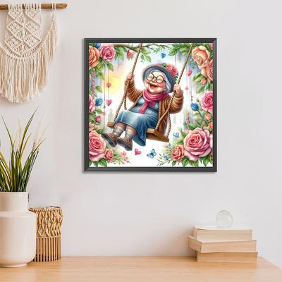 5D DIY Vollrunde Bohrer Diamantmalerei Alte Dame Set Heimdekor Kunsthandwerk