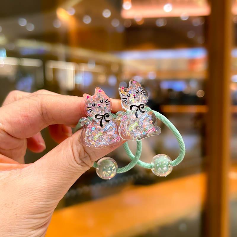 2PCS New Cute Sparkling Wave Point Cat Princess Headwear Kids Elastic Hair Bands Children Hair Ropes Girls Hair Accessories