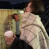 New Imitation Cashmere Couple Scarf Women's Autumn and Winter White Plaid Shawl Dual Purpose Student Thickened Warm Scarf