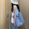 Large Bag Men's and Women's Double-sided Checkered Handbag Single-shoulder Tote Bag