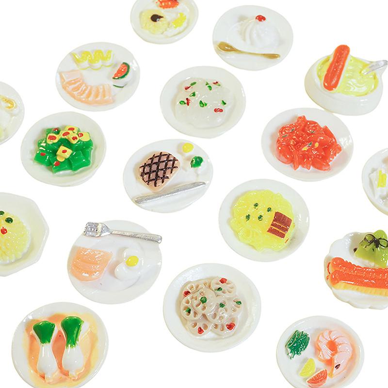 1 Stück Puppenhauszubehör Mini Dim Sum Platte DIY Miniaturlandschaft Feengarten Dekor Spielessen Ornamente