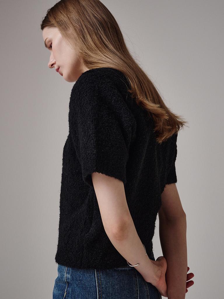 Saengleogsyu Balloon Short Sleeve Knit Black