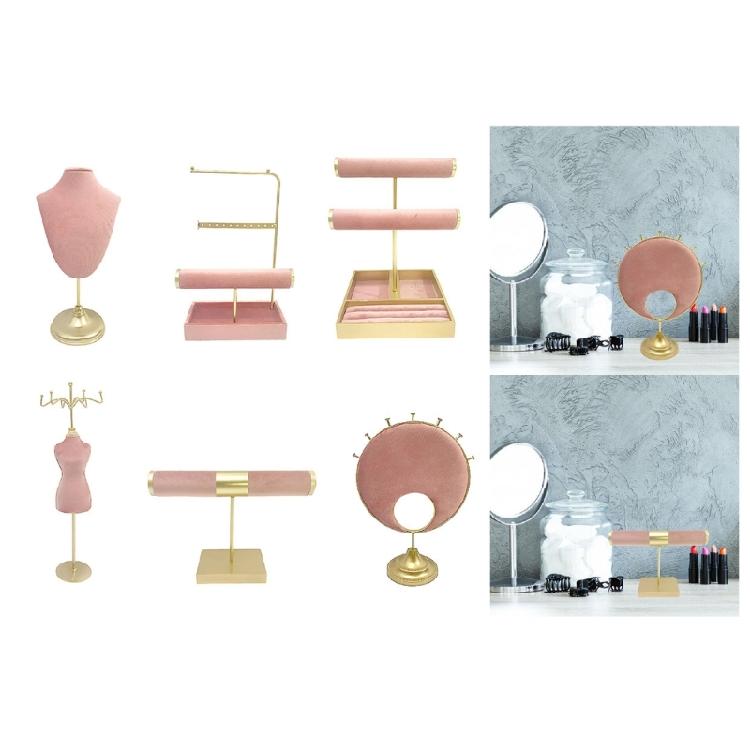 Fashionable Jewelry Exhibit Stand Versatile Jewelry Display Stand Iron Plush Shelves for Bedroom Shop Countertop