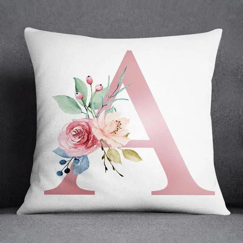 Office Living Room Home Pillowcase Simple Flower Letter Pattern Pillowcase Car Ornaments