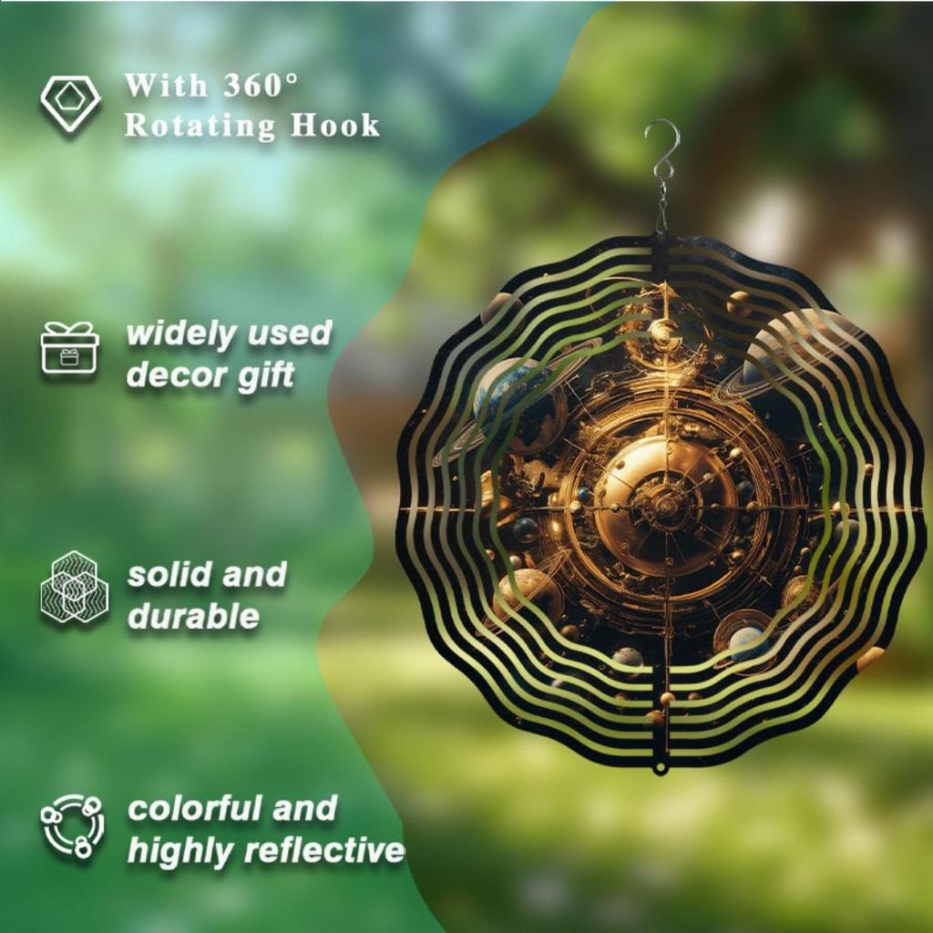 Nebula Motion Wind Spinner - 2D Rotating Space-Themed Metal Wind Chime (No Battery Needed)