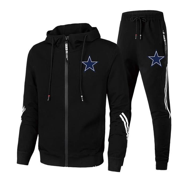 Autumn Winter Popular Mens Tracksuit Suit Zipper Hooded Sweatshirt+Slim Sweatpants Set Casual Jacket Coat Warm Jogging Clothing