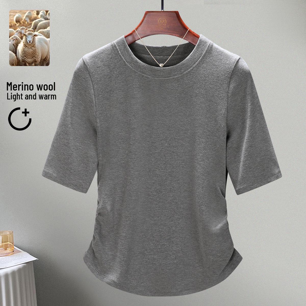 

Женский топ из красной шерсти Ankola, коллекция 2025 г. — круглый вырез, высококачественные французские рукава-половинки M