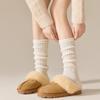 Knitted Socks, Women's White Calf Socks, Leg Covers, Spring and Autumn Grey Pile Socks, Thigh-high Socks, Mid-calf Socks