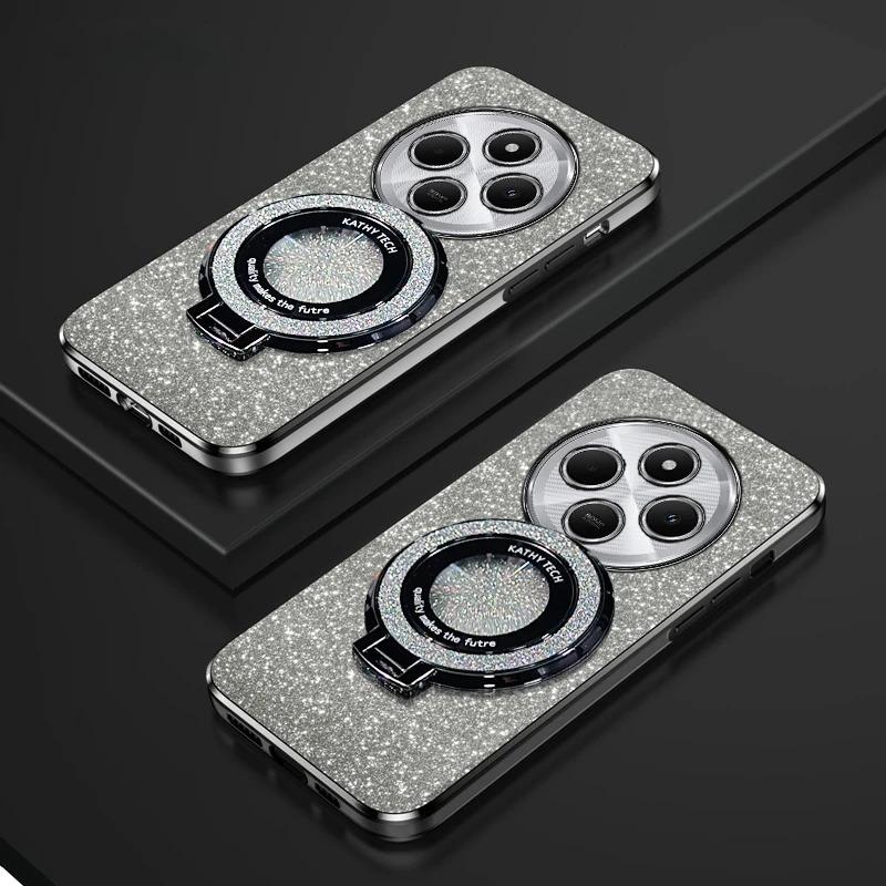 

Чехол для телефона с магнитным держателем с блестящим покрытием для Xiaomi Redmi 14C Note 14 Pro Plus 4G 5G Мягкая силиконовая накладка Redmi 14C