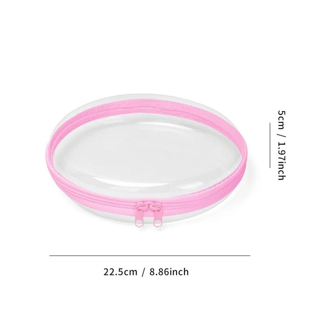 New Plastic Clear Hard Shell Zipper Case Round Waterproof Storage Organizer Bins Stackable Portable Cosmetic Bag Kid's Storage