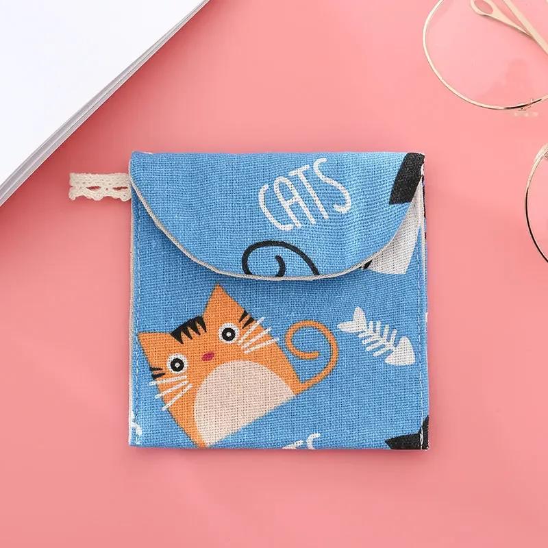 Women Cute Cartoon Mini Cosmetic Bags Lipstick Sanitary Pad Storage Bag Fashion Ladies Beauty Makeup Organizer Purses Bag Pouch